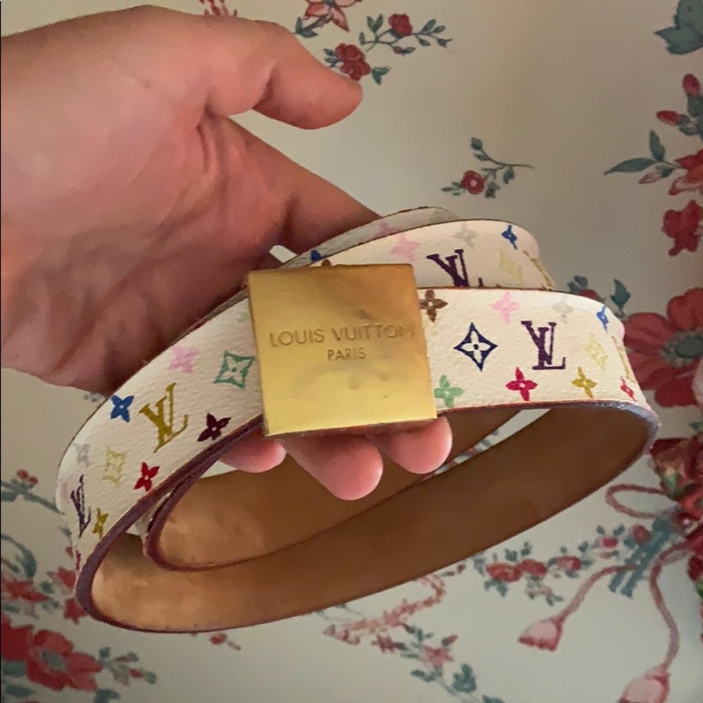white Louis Vuitton multicolor belt